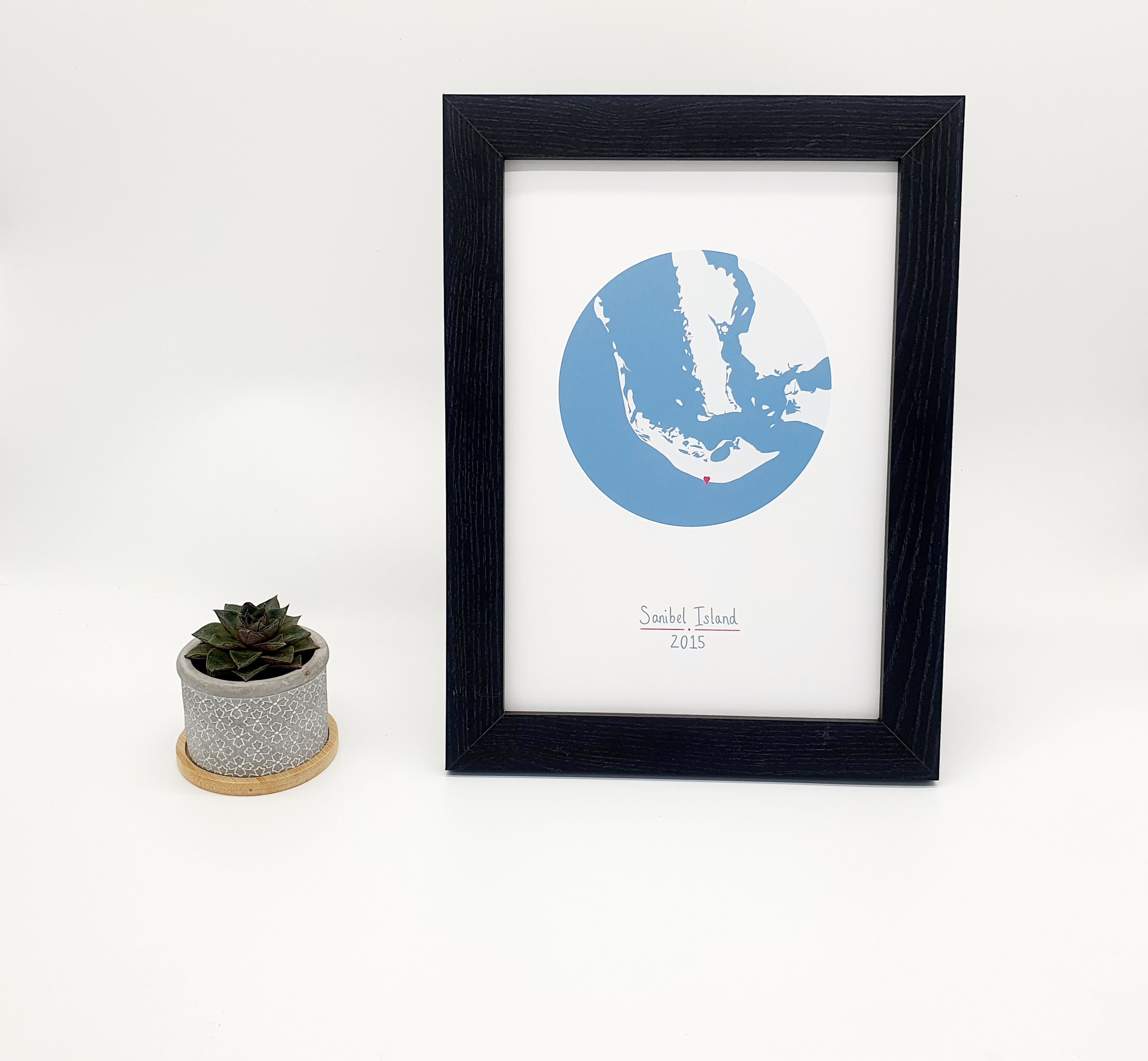 Sanibel Map Print (blue)